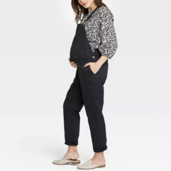 (8)- The Nines by HATCH™ Sleeveless Classic Cotton Twill Maternity Jumpsuit - Picture 11 of 11